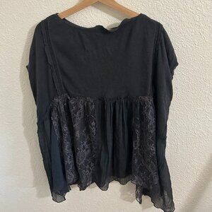 Urban Outfitters Black Sheer Babydoll Lace Blouse | Size M/L